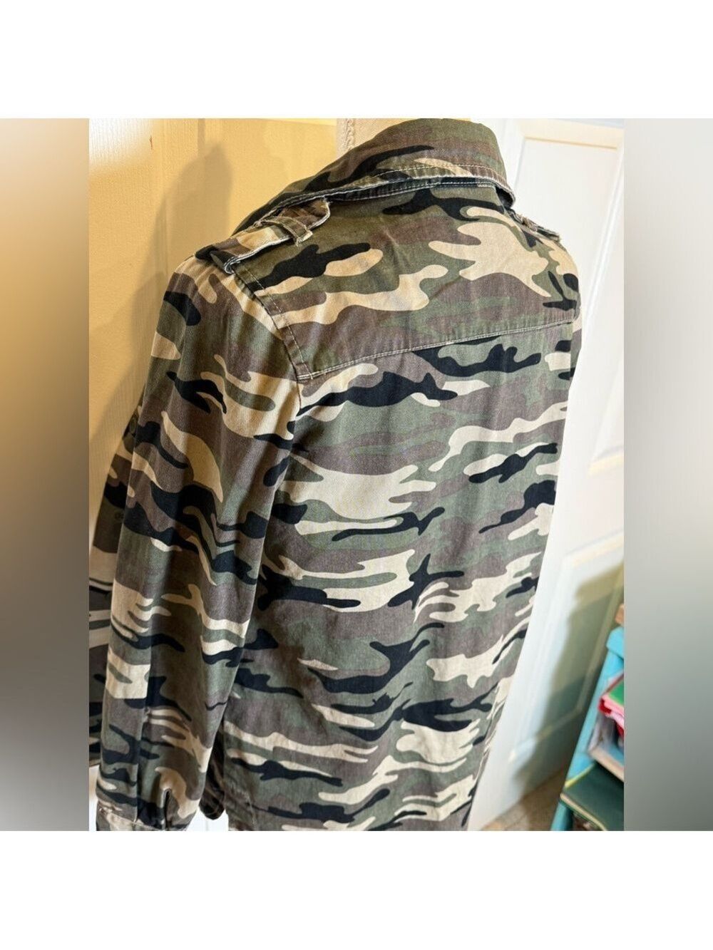 Elodie Camo Utility Jacket Military Style Cotton Button Front Small - Picture 8 of 11